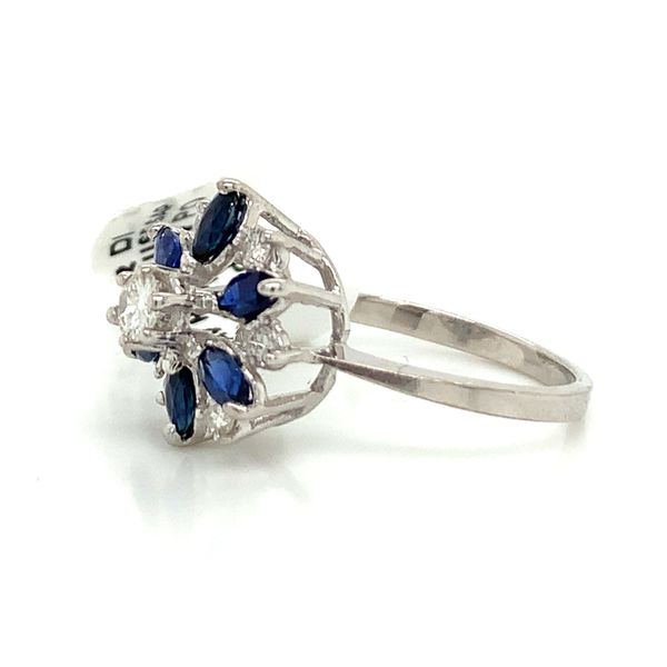 14K White Gold Star Design Sapphire and Diamond Ring Image 2 Avitabile Fine Jewelers Hanover, MA