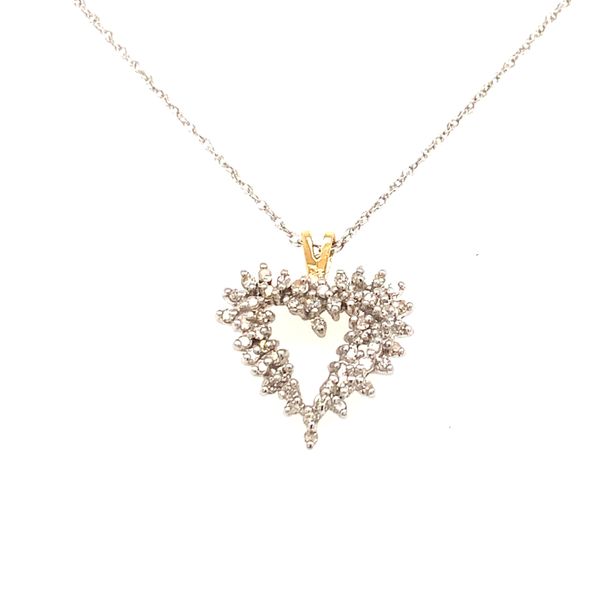 14K Yellow Gold Diamond Heart Pendant On A 10K White Gold Pendant Chain Avitabile Fine Jewelers Hanover, MA