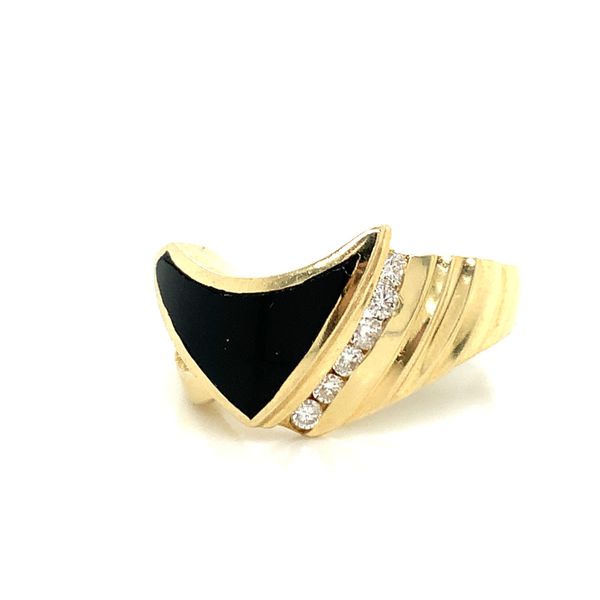  14K Yellow Gold Onyx And Diamond Ring  Avitabile Fine Jewelers Hanover, MA