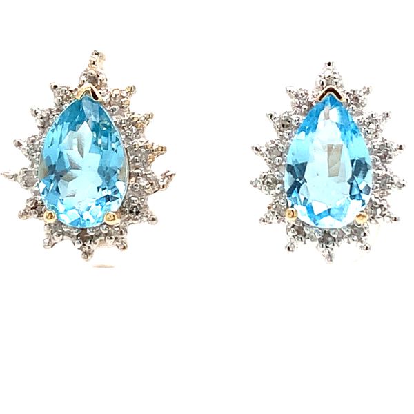  14K Two Tone Pear Shaped Stud Earrings With Diamond Halo  Avitabile Fine Jewelers Hanover, MA