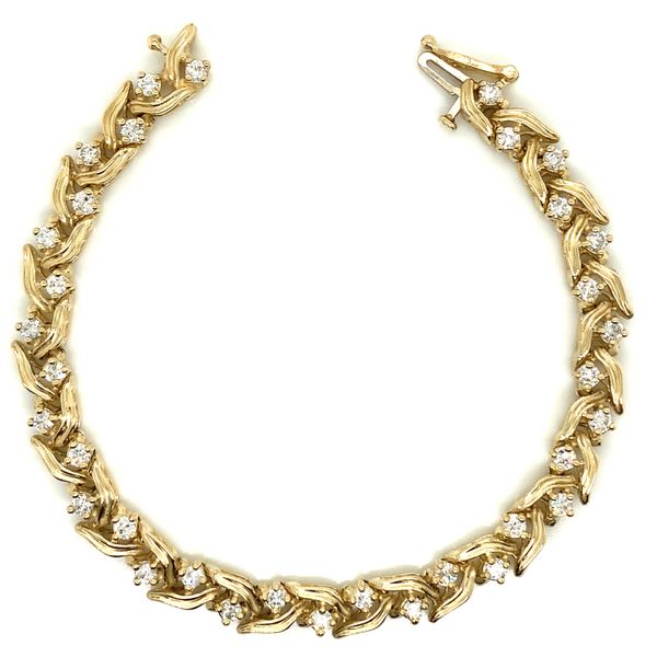 14K Yellow Gold Diamond Fancy Link Tennis Bracelet  Avitabile Fine Jewelers Hanover, MA