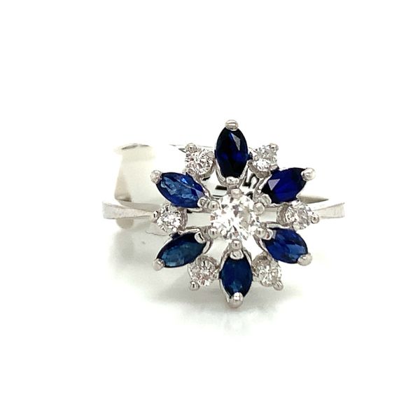 14K White Gold Star Design Sapphire and Diamond Ring Avitabile Fine Jewelers Hanover, MA
