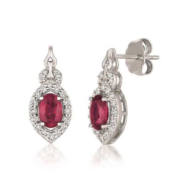 14K White Gold Diamond and Ruby Earrings Barron's Fine Jewelry Snellville, GA