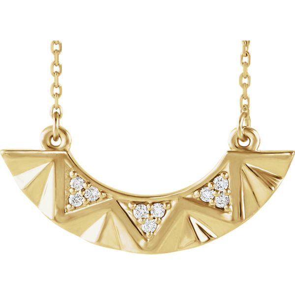 14K Yellow Gold Curved Fashion Diamond Bar Necklace Barron's Fine Jewelry Snellville, GA