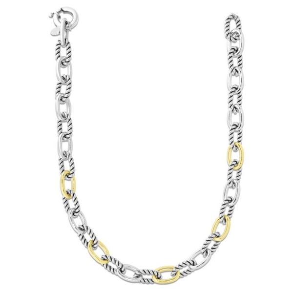 Sterling Silver and 18K Yellow Gold Paperclip Cable Link Necklace Barron's Fine Jewelry Snellville, GA