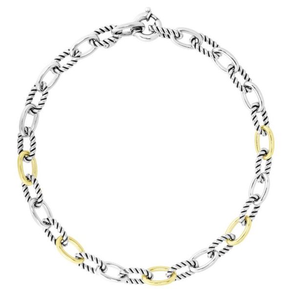 Sterling Silver and 18K Yellow Gold Paperclip Cable Link Bracelet Barron's Fine Jewelry Snellville, GA