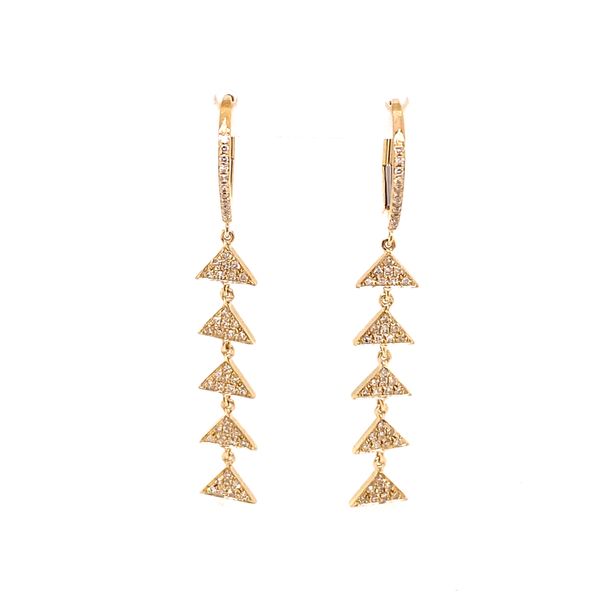 Yellow Gold Diamond Triangle Dangle Earrings Barron's Fine Jewelry Snellville, GA