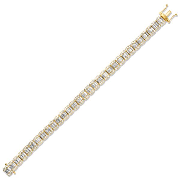 Baguette and Round Cut Diamond Tennis Bracelet