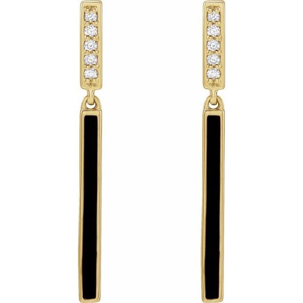 Black Enamel & Diamond 14KY Earrings Image 2 Blue Heron Jewelry Company Poulsbo, WA