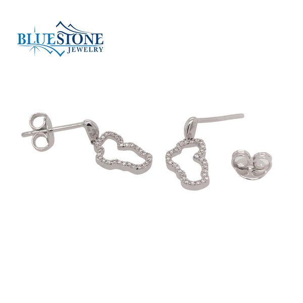 14kt White Gold Lake Tahoe Outline Diamond Earrings Image 2 Bluestone Jewelry Tahoe City, CA