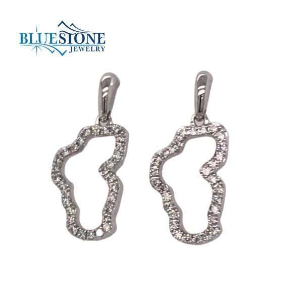 14kt White Gold Lake Tahoe Outline Diamond Earrings Bluestone Jewelry Tahoe City, CA