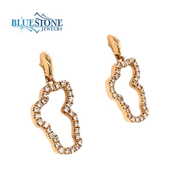 14kt Yellow Gold Lake Tahoe Outline Diamond Earrings Image 2 Bluestone Jewelry Tahoe City, CA