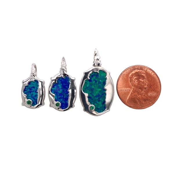 Small Silver Opal Lake Tahoe/Bear Reversible Pendant Image 4 Bluestone Jewelry Tahoe City, CA