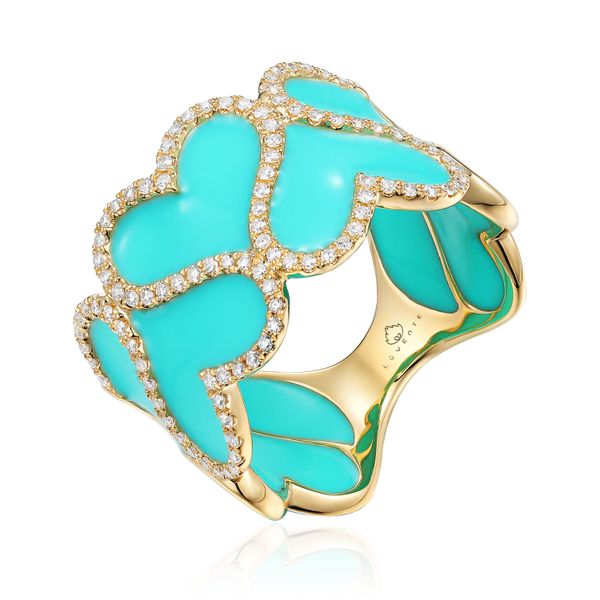 14KY Diamond & Turquoise Fashion Ring Castle Couture Fine Jewelry Manalapan, NJ