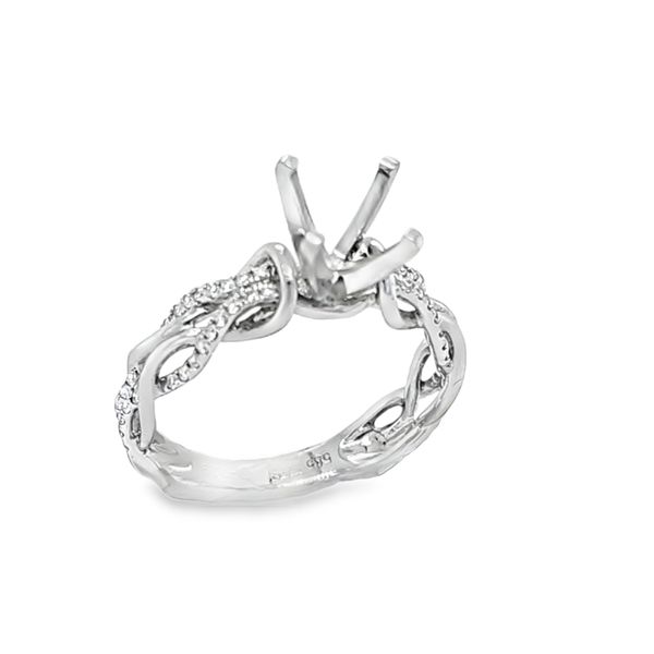 14K White Gold Love Knot Shank Engagement Ring Semi-Mount .19 CTW, Size 6.5 Classic Creations In Diamonds & Gold Venice, FL