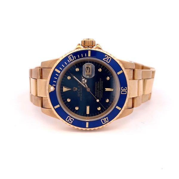 Men's 18K Blue Submariner Pre-Owned Rolex Classic Creations In Diamonds & Gold Venice, FL