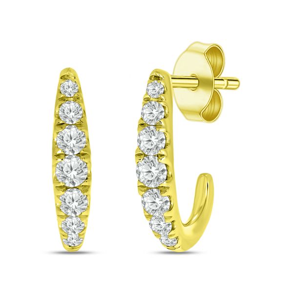 Diamond "J" Hoop Earrings Classic Creations In Diamonds & Gold Venice, FL
