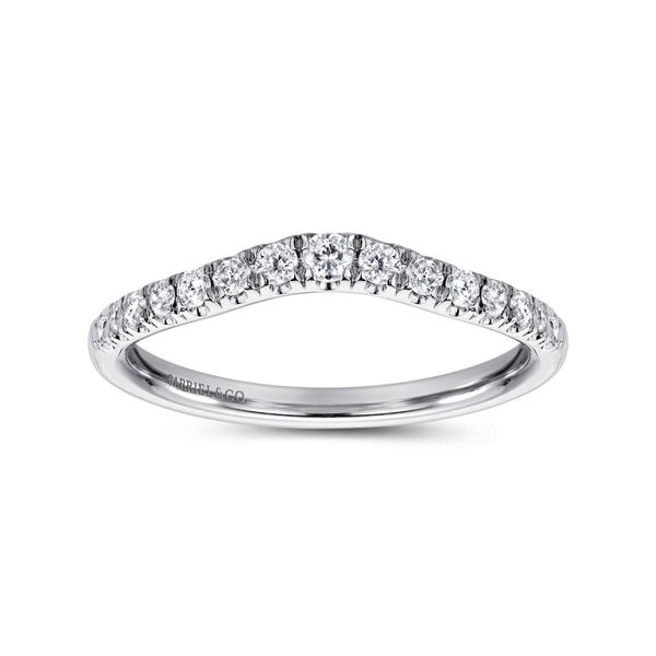 Curved 14K White Gold French Pavé Diamond Wedding Band Image 2 Classic Creations In Diamonds & Gold Venice, FL