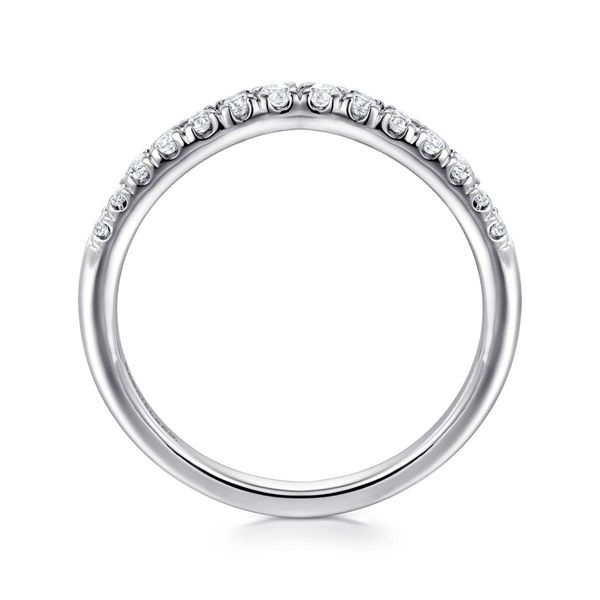 Curved 14K White Gold French Pavé Diamond Wedding Band Image 3 Classic Creations In Diamonds & Gold Venice, FL