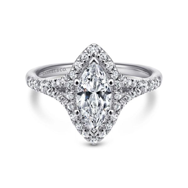 14K White Gold Marquise Halo Diamond Engagement Ring Classic Creations In Diamonds & Gold Venice, FL