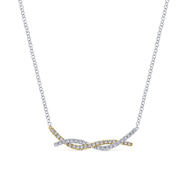 14K Yellow-White Gold Weaving Diamond Necklace Classic Creations In Diamonds & Gold Venice, FL