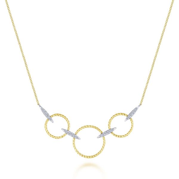 14K Yellow-White Gold Triple Loop Necklace with Diamond Connectors Classic Creations In Diamonds & Gold Venice, FL