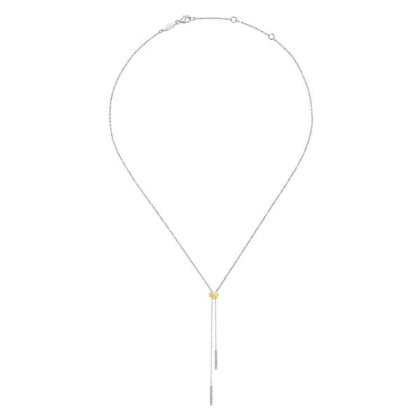 14K Yellow-White Gold Twisted Rope Knot and Diamond Bar Y Necklace Image 2 Classic Creations In Diamonds & Gold Venice, FL