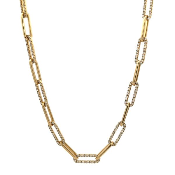 14K Yellow Gold Diamond Paperclip Necklace Classic Creations In Diamonds & Gold Venice, FL