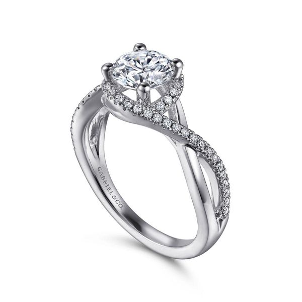 14K White Gold Round Halo Diamond Engagement Ring Image 2 Classic Creations In Diamonds & Gold Venice, FL