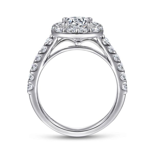 14K White Gold Cushion Halo Round Diamond Engagement Ring Image 3 Classic Creations In Diamonds & Gold Venice, FL