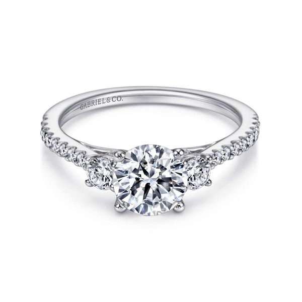 14K White Gold Round Three Stone Diamond Engagement Ring Classic Creations In Diamonds & Gold Venice, FL
