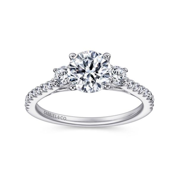14K White Gold Round Three Stone Diamond Engagement Ring Image 4 Classic Creations In Diamonds & Gold Venice, FL