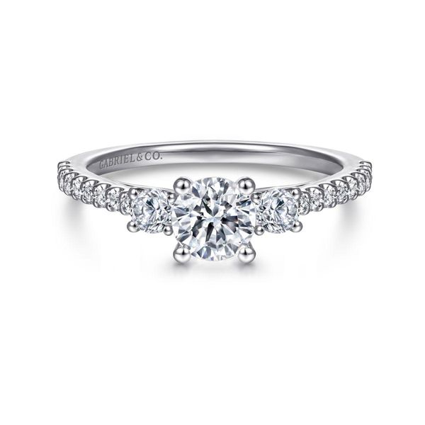 14K White Gold Round Three Stone Diamond Engagement Ring Classic Creations In Diamonds & Gold Venice, FL