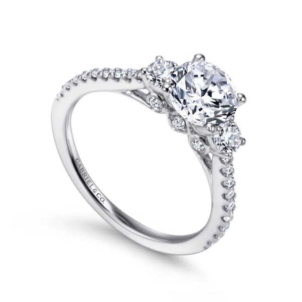 14K White Gold Round Three Stone Diamond Engagement Ring Image 2 Classic Creations In Diamonds & Gold Venice, FL