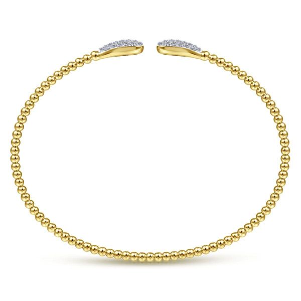 14K Yellow Gold Bujukan Bead Cuff Bracelet with Diamond Pavé Teardrops  Image 3 Classic Creations In Diamonds & Gold Venice, FL