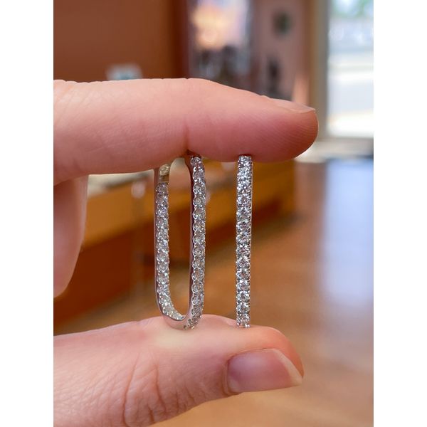 14K Inside-Out Diamond Oval Hoop Earrings Image 2 Classic Creations In Diamonds & Gold Venice, FL