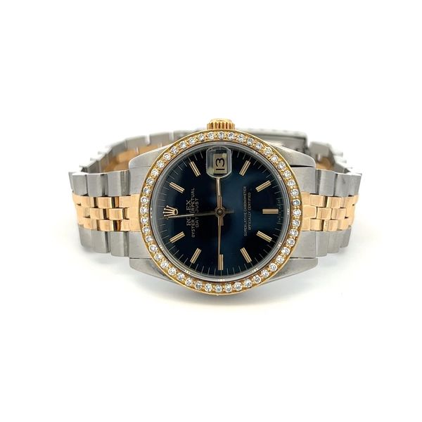 Women's Black DateJust Pre-Owned Rolex Watch with Diamond Bezel Classic Creations In Diamonds & Gold Venice, FL