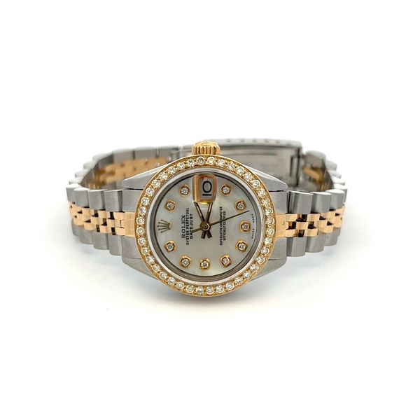 Women's DateJust Mother of Pearl Pre-Owned Rolex Watch Classic Creations In Diamonds & Gold Venice, FL
