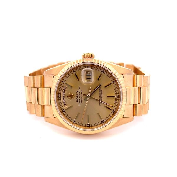 Men's President Day-Date Pre-Owned Rolex Watch  Classic Creations In Diamonds & Gold Venice, FL