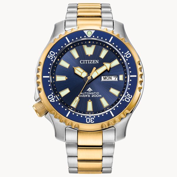 Men's Blue Citizen Automatic Diver's Watch Classic Creations In Diamonds & Gold Venice, FL