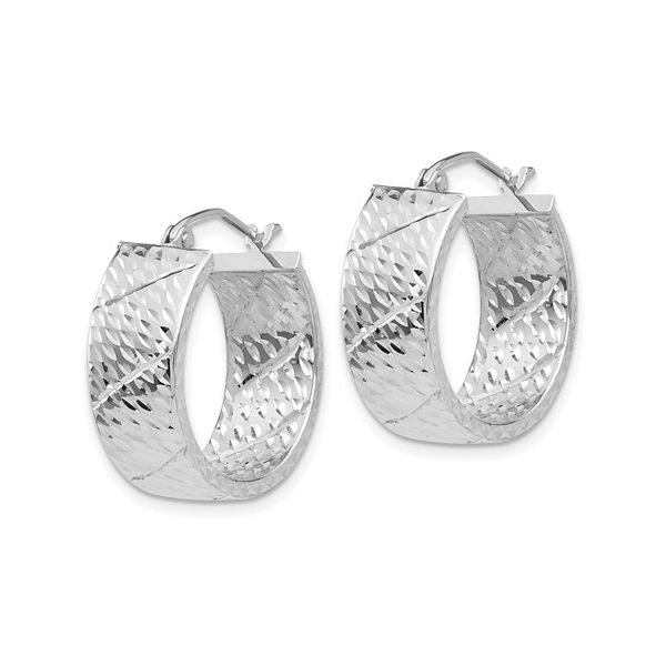 14k White Gold Diamond Cut Hoop Earrings Image 2 Classic Creations In Diamonds & Gold Venice, FL