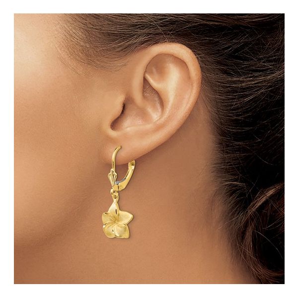 14K Plumeria Dangle Earrings Image 2 Classic Creations In Diamonds & Gold Venice, FL