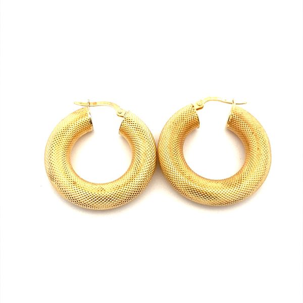 18K Textured Hoop Earrings Classic Creations In Diamonds & Gold Venice, FL