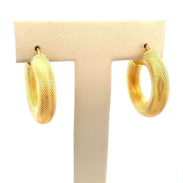 18K Textured Hoop Earrings Image 3 Classic Creations In Diamonds & Gold Venice, FL