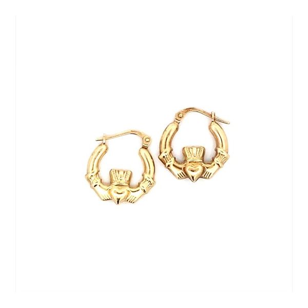 14K Claddagh Hoop Earrings Classic Creations In Diamonds & Gold Venice, FL