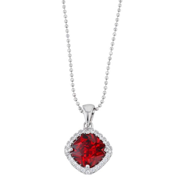 Sterling Silver Cushion Halo CZ Pendant js2179/p/w/rbycz | Confer’s ...