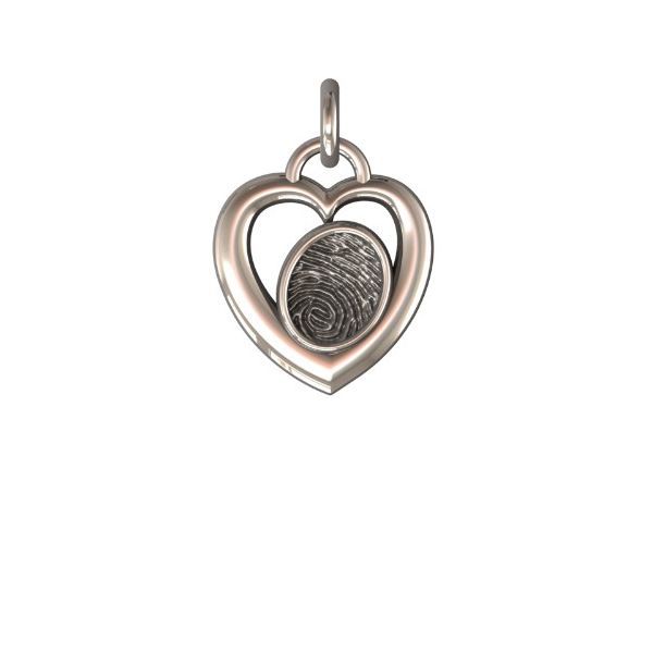 14K White Gold 11mm One-Print With Heart Halo Pendant Confer’s Jewelers Bellefonte, PA