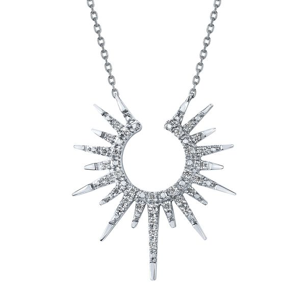 14 Karat White Gold .13Ctw Diamond Sunburst Necklace Confer’s Jewelers Bellefonte, PA