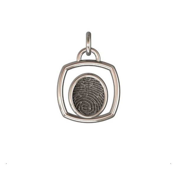 Sterling Silver 14mm One-Print With Square Halo Pendant Confer’s Jewelers Bellefonte, PA