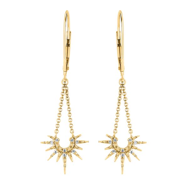 10 Karat Yellow Gold .04Ctw Diamond Sunburst Dangle Earrings Confer’s Jewelers Bellefonte, PA